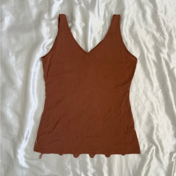 Vintage 2000s Rust Silk Embroidered Tank Top - Picture 4 of 7